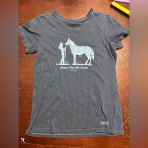 Life is so good crusher western rodeo costal cowgirl small t shirt slate blue